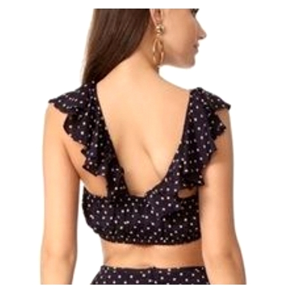 FOR LOVE & LEMONS Polka Dot Ruffle Bandeau Crop Top Size Large - Picture 5 of 9